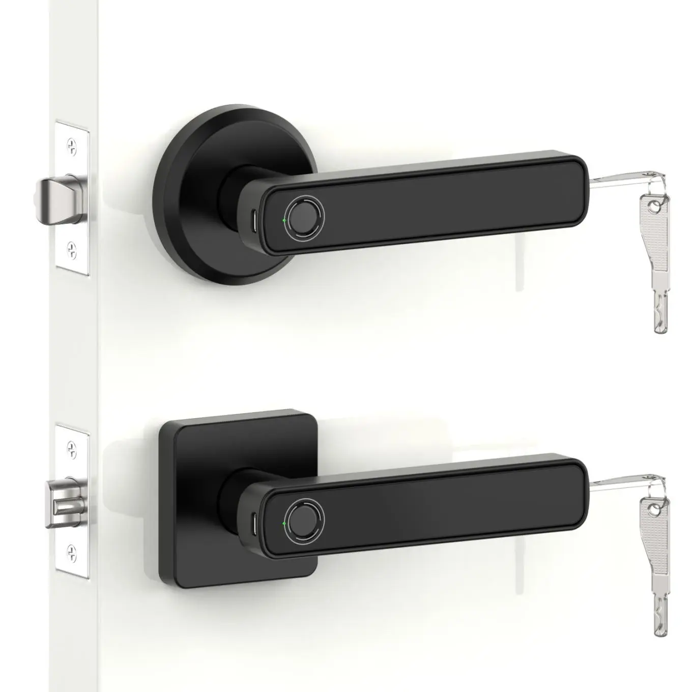 1pc (Black/White) Metal Fingerprint Smart Lock, Electronic Door Lock With Handle, Keyless Entry Handle Lock, Easy Install & Program, Suitable for Apartment, Home, Office