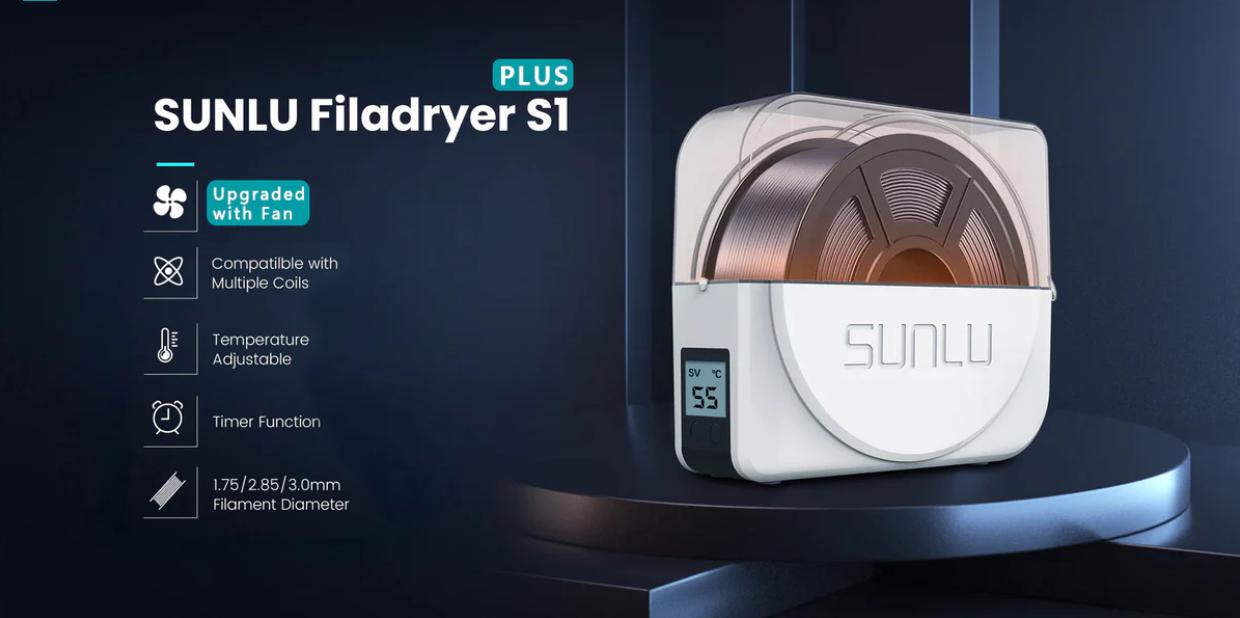 SUNLU Official Filament Dryer S1 Plus, 3D Printing Assistant Black Friday sales Built-in Circulation Fan, Filament Dryer Box Storage Box for 3D Printer Filament 1.75 2.85 3.00, S1 Plus White suit for bambu filament Black Friday sales Christmas  gitf