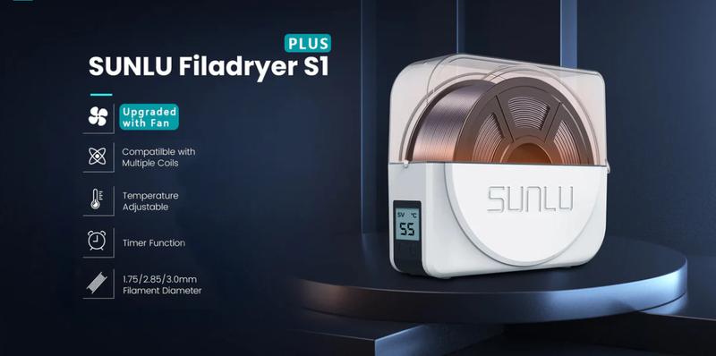 SUNLU Official Filament Dryer S1 Plus, 3D Printing Assistant Black Friday sales Built-in Circulation Fan, Filament Dryer Box Storage Box for 3D Printer Filament 1.75 2.85 3.00, S1 Plus White suit for bambu filament Black Friday sales Christmas  gitf