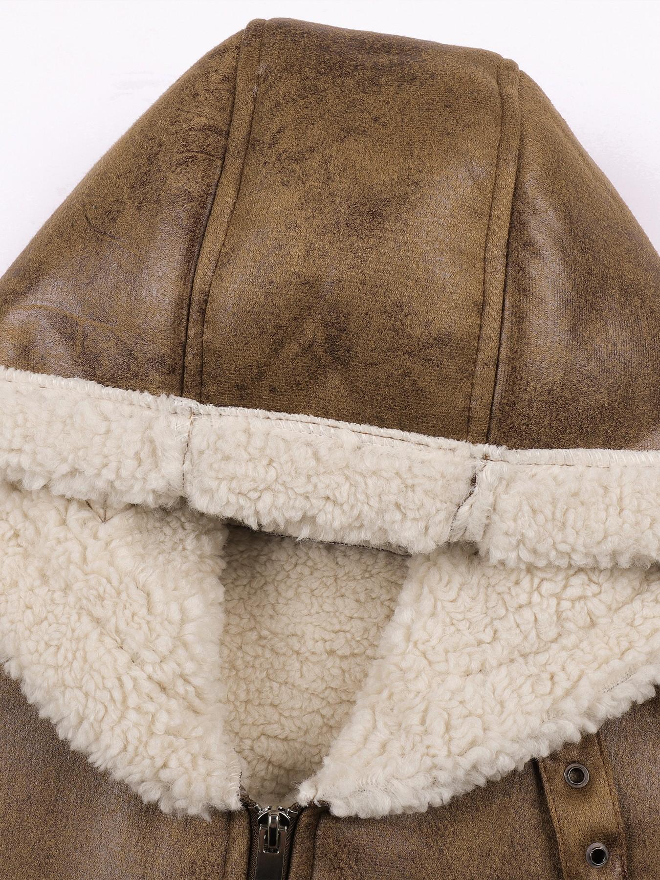 Men's Must-have Trendy Loose Breathable Fleece Lined Warm Faux Fur Integrated Hooded Vest Gilet Windproof Sherpa Outerwear Versatile Casual Sleeveless Jacket for Daily Commute Wild Adventure Hiking Mountain Trekking and Daily Outdoor Casual Outfits