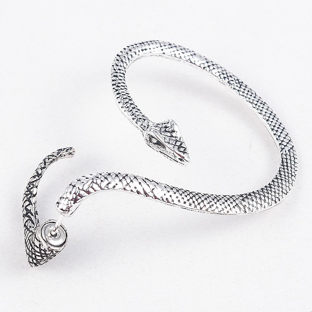 Snake-shaped twisted animal ear clips, punk style, European and American exaggerated retro ear cuffs, stylish jewelry earrings