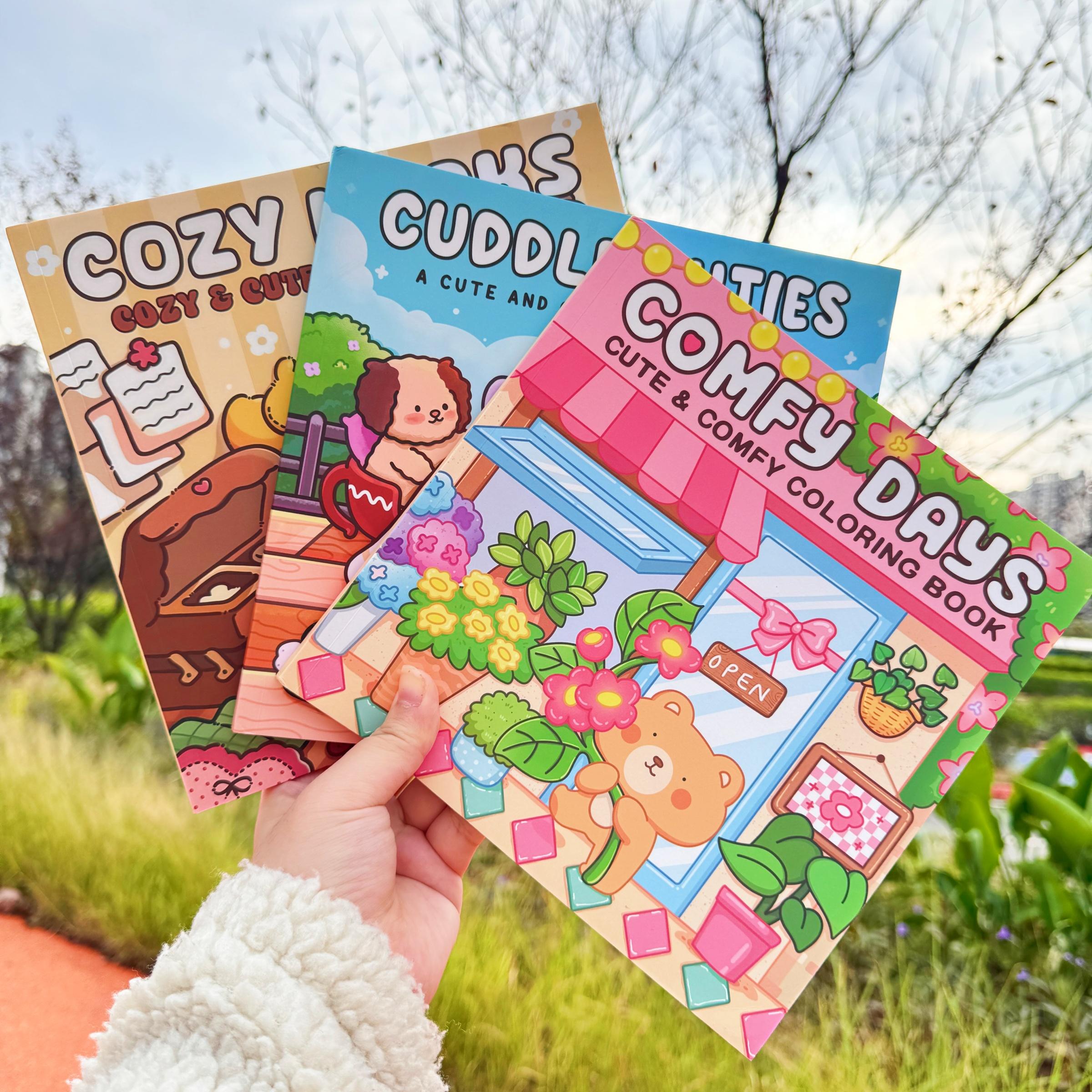 3/6-Piece Cute Theme Coloring Book Set, Stress Relief Coloring Gift Book for Kids, Ideal Art Supplies for Daily Drawing, Travel and Bedtime Activities