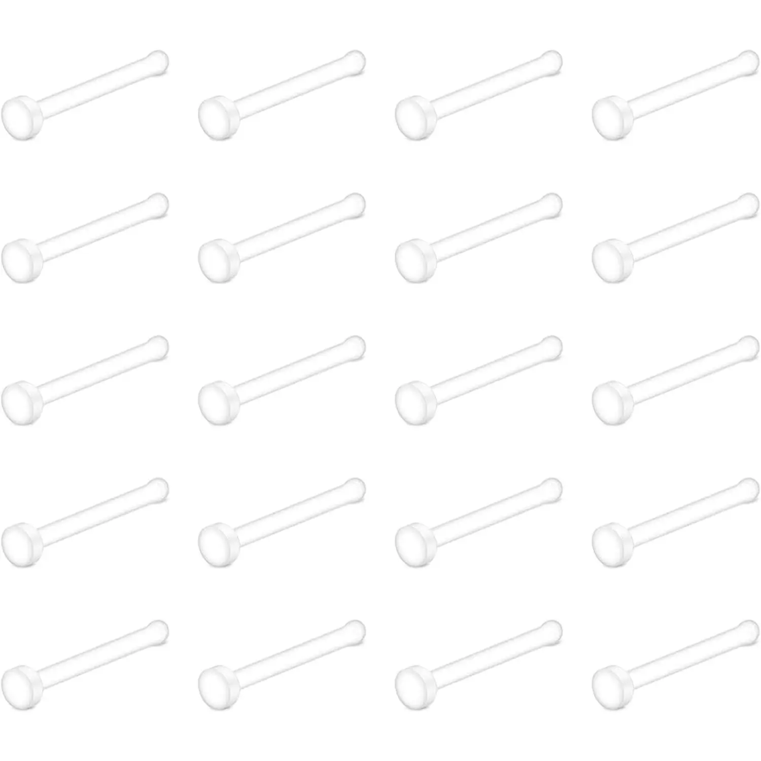 18g Clear Flexible Bioflex Nose Studs Retainer - Plastic Nose Rings for Work Surgery Piercing, Bone Shape Flat TopGift