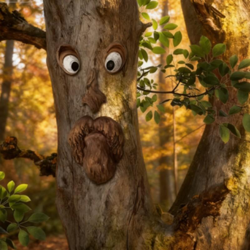 Funny Tree Face Decoration 3D Weird Old Man Tree Hug Sculpture, Outdoor Garden Art Ornament, Waterproof Resin Tree Hanging Decor