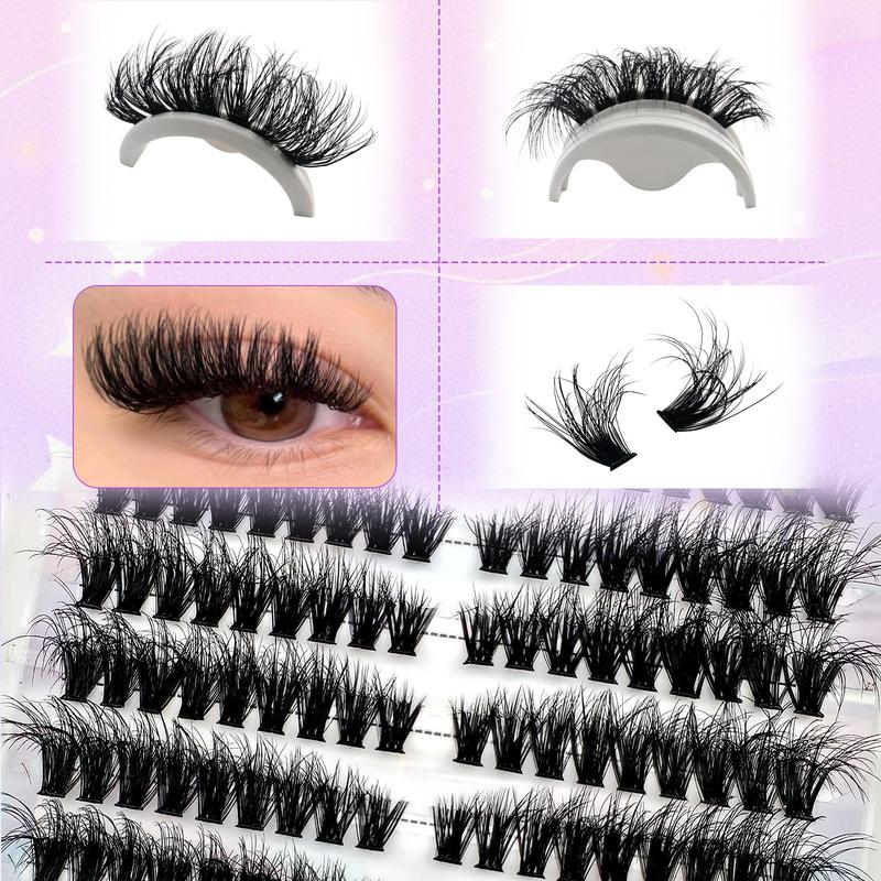 180 Cluster, Fluffy Self-Adhesive False Eyelash Clusters with Mixed Lengths 8-16mm, Comfortable Travel Portable Makeup, Long-Lasting Natural Look