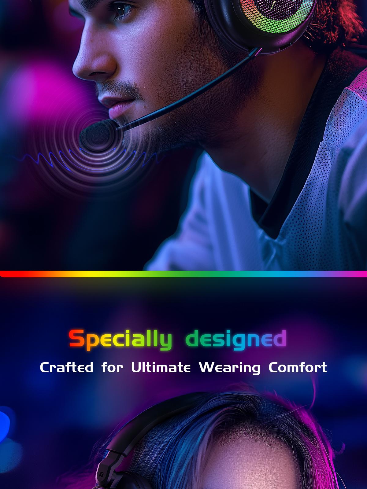 [New Upgrade] TAGRY TRONICX K12 Wireless Gaming Headset - 40mm Drivers - Memory Foam Cushion - Version  5.3-USB-A/C Dual Interface 2.4G - Wired 3.5mm Audio Jack - For PC, Mac, PS4, PS5,Switch, Smart Phone, Laptop, Smart Watch, Tablet