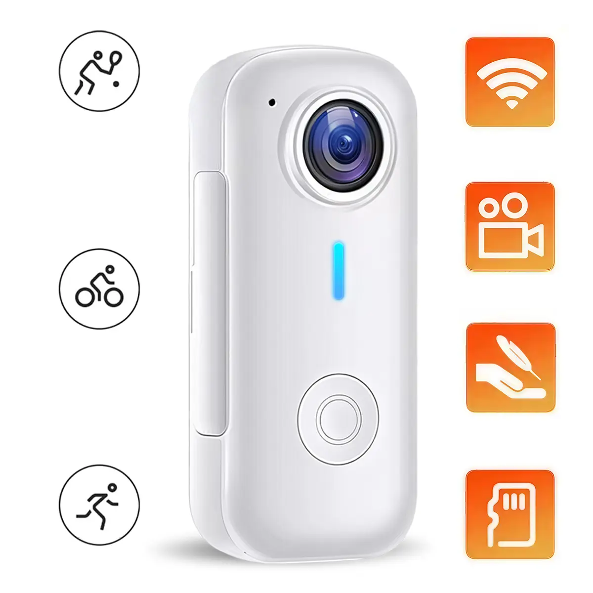 Daily Practical Wearable Camera Lightweight Hand Worn WiFi POV Cam 1080P Shooting One Button Control Memory Card Slot Convenient For All Daily Outdoor Recording Work