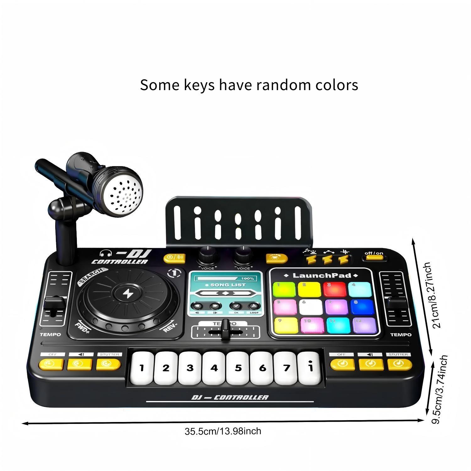 Multifunctional Digital DJ Controller Toy, 1 Box Music Simulation Toy with Microphone & Piano Key, Educational Music Toy for Kids, Home Entertainment Toy for Kids