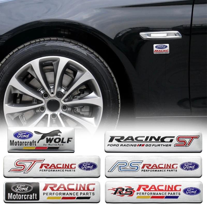 1/7Pcs 3D Aluminum Racing Car Stickers Badge Emblem Body Side Fender Rear Trunk Tail Decor Decal For Ford ST Focus 2 3 Mk3 Mk2 Mk1 Fiesta Mk7 Kuga Ranger Fusion Mondeo Mustang S-MAX Accessories Body Side Decals