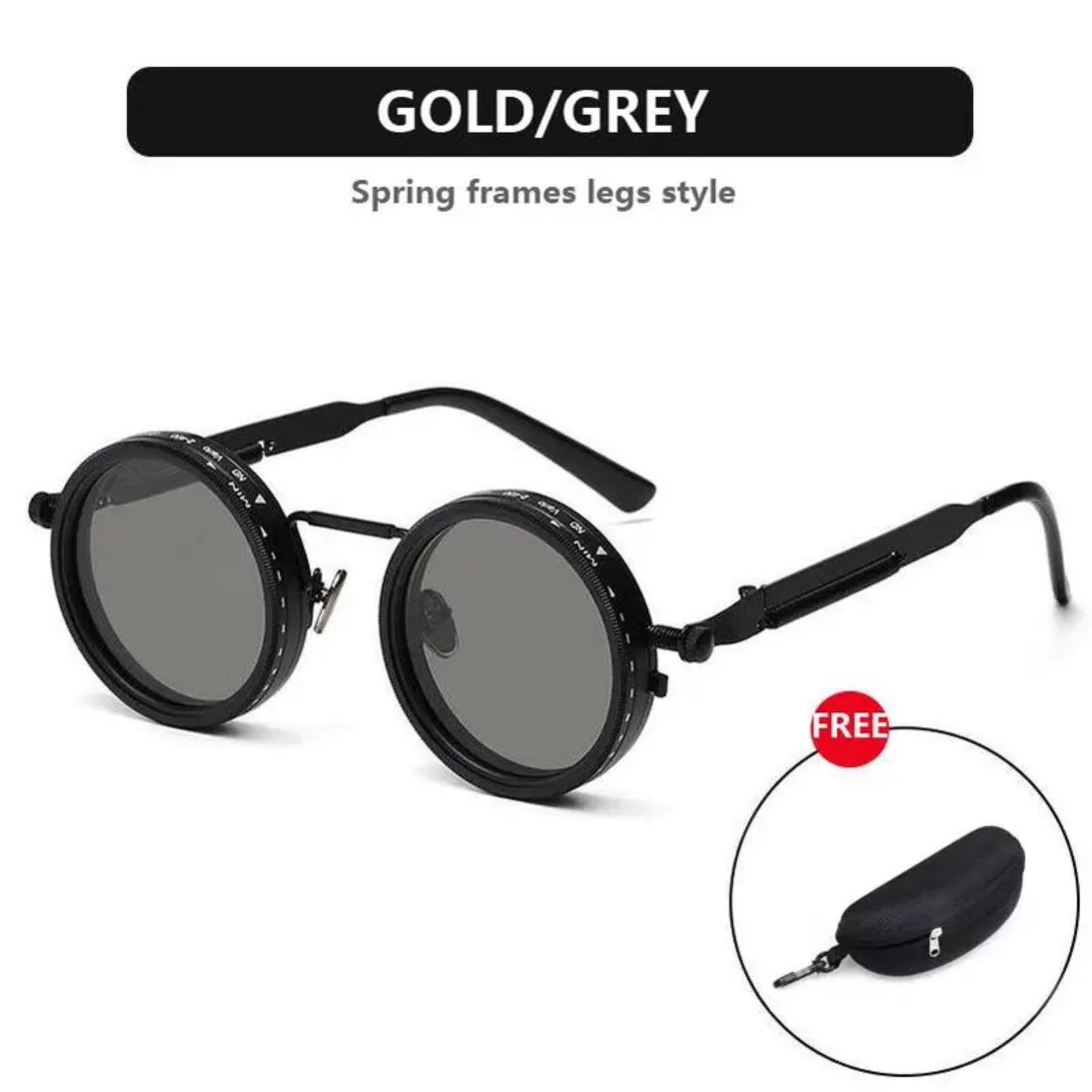 2026 New ND9 Polarized Round Sunglasses for Men Women, Photochromic Adjustable Lens UV400 Protection, Retro Punk Style Outdoor Eyewear Ideal for Fishing, Driving & Sports Activities