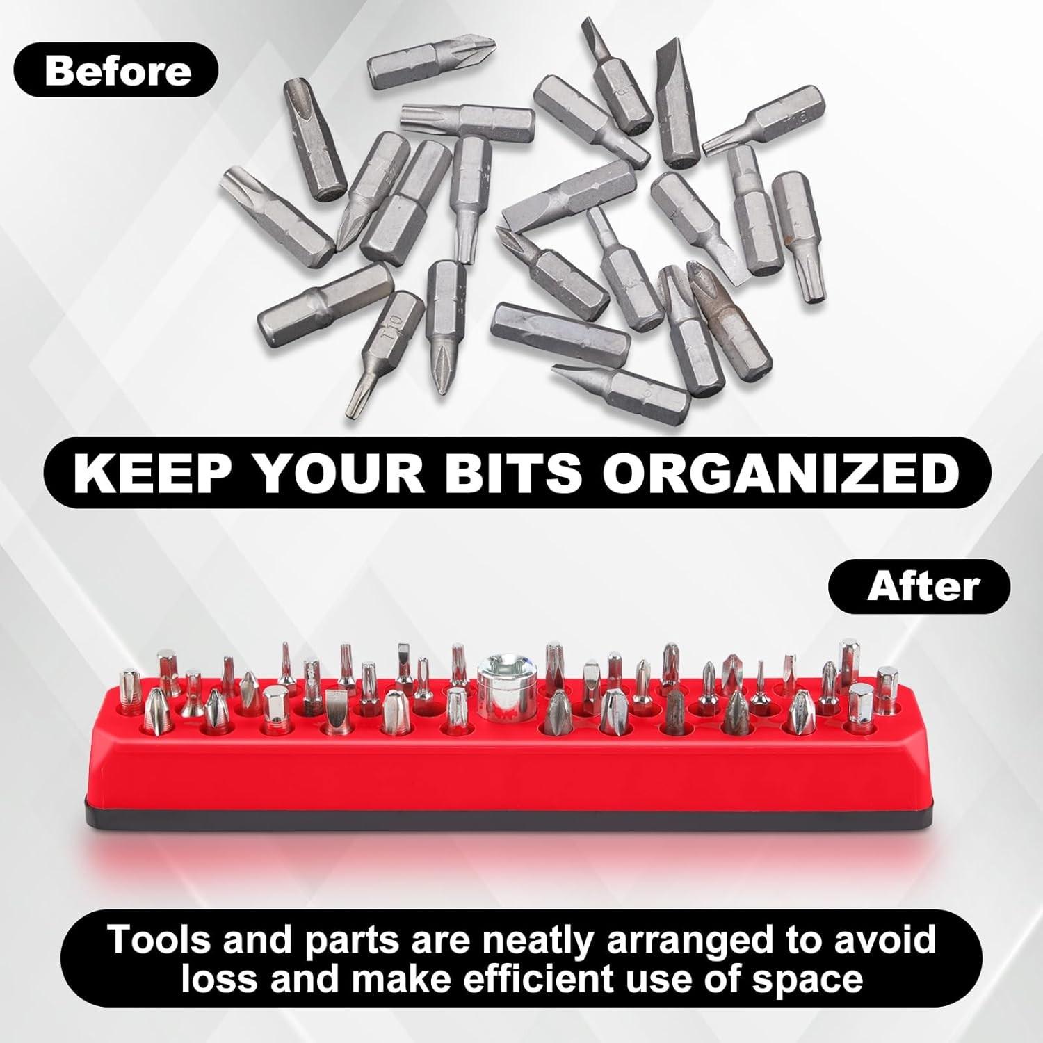 Magnetic Drill Bit Holder Stand, Hexagonal Bit Storage Box, Fits 1/4 Inch Screwdriver Bits, Magnetic Base Tool Organizer Rack