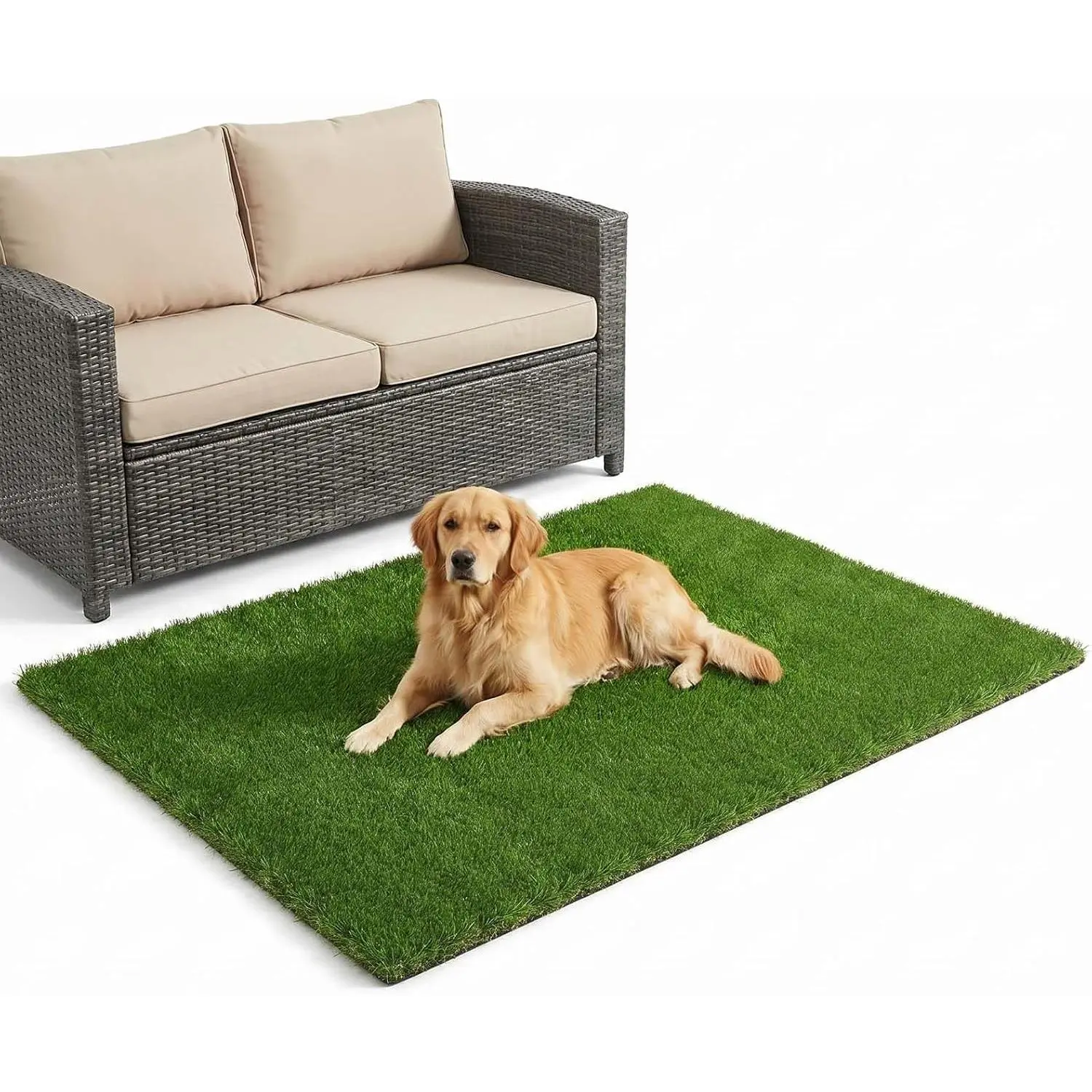 4x6 FT 1.38" Extra Thick Realistic Fake Grass Turf Artificial Grass Rug, Cuttable Heavy Duty Outdoor Grass Carpet with Drainage for Patio Deck Balcony