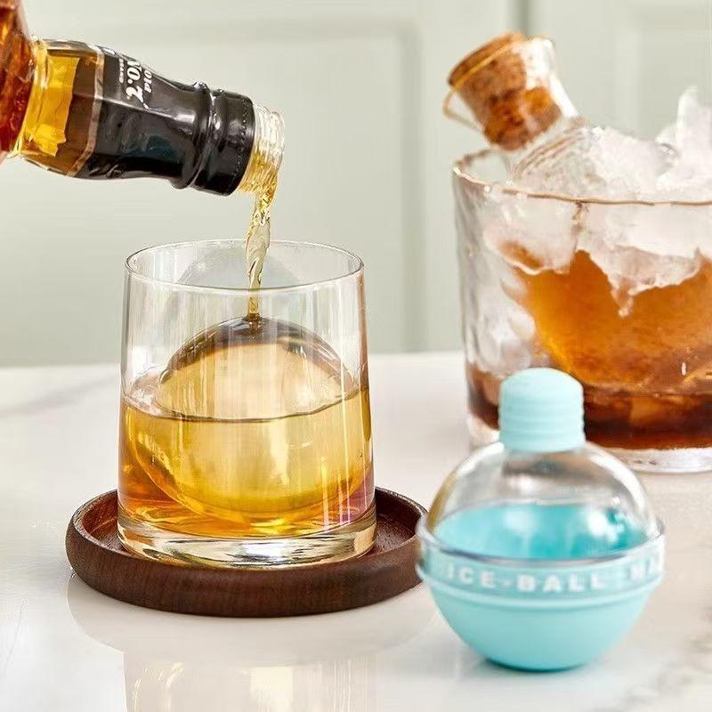 4pcs Aesthetic Round Ice Ball Maker 🧊 Perfect silicone sphere ice cube molds for whiskey, iced coffee & cocktails! Easy release, cute pastel colors. Must-have kitchen gadget for home cafe drinks! ✨ #iceballmaker #homecafe