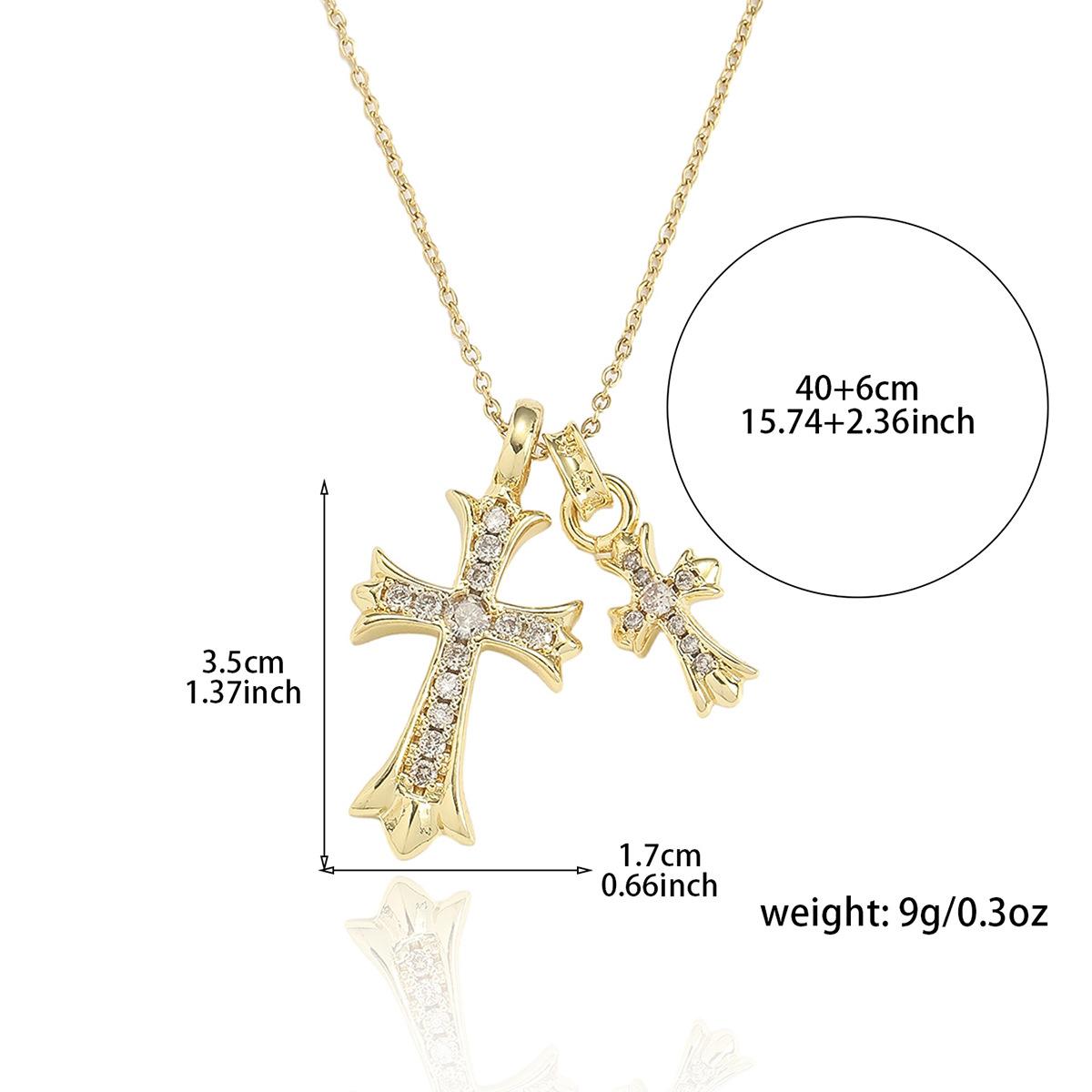 Women's Internet celebrity double cross necklace, niche design, light luxury, versatile, personalized, sweet and cool, versatile pendant collarbone chain