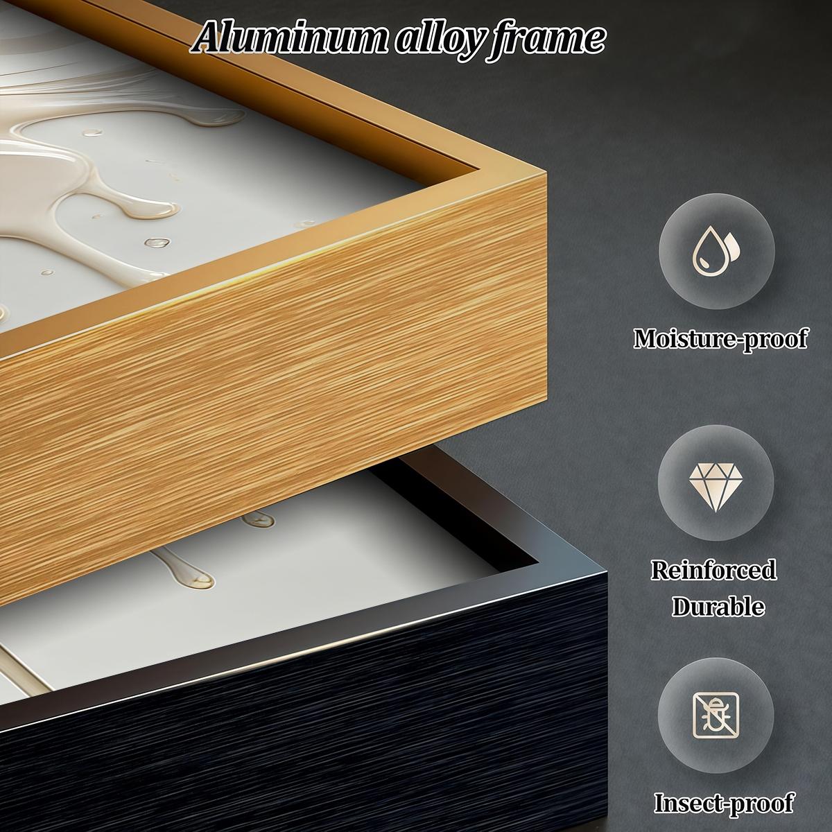 3 Counts Aluminum Alloy Framed Painting, Elegant White Liquid Floral Art Pictures, Home Decoration For Living Room, Bedroom, Office, Restaurant, Hallway Wall Decor, Odorless Print Artwork, Luxury Perfect Gift For Friends And Family