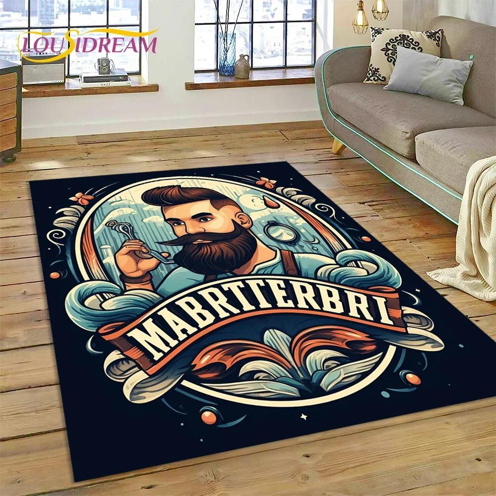 Vintage Barbershop Portrait Flannel Area Rug - Retro Hairstyle Salon Print Soft Mat for Barber Shop & Home, Non-Slip Man Cave Decor#BarbershopRug #VintagePortraitMat #RetroSalonDecor #ManCapeCarpet #NonSlipFlannelRug