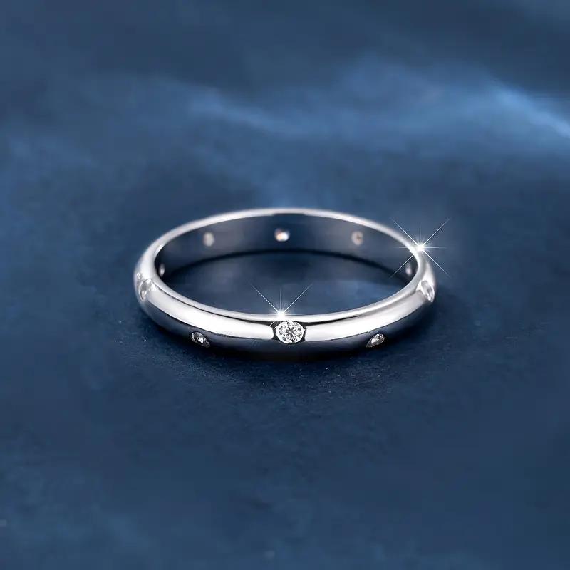 925 Silver Diamond Set Ring, Classic Bohemian Style, Vintage Wedding Ring with Zircon Decoration, Proposal and Confession Ring, Jewelry Gift