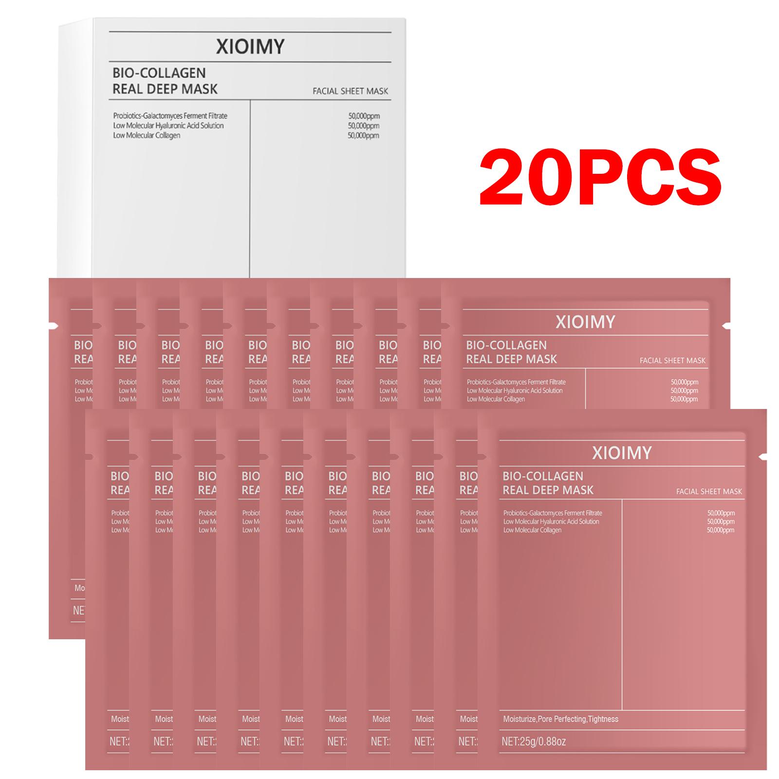 20pcs Bio Collagen Intense Hydration Mask, Deep Moisturizing & Brightening, Rich in Hyaluronic Acid, Nourishes Skin & Anti-Dryness