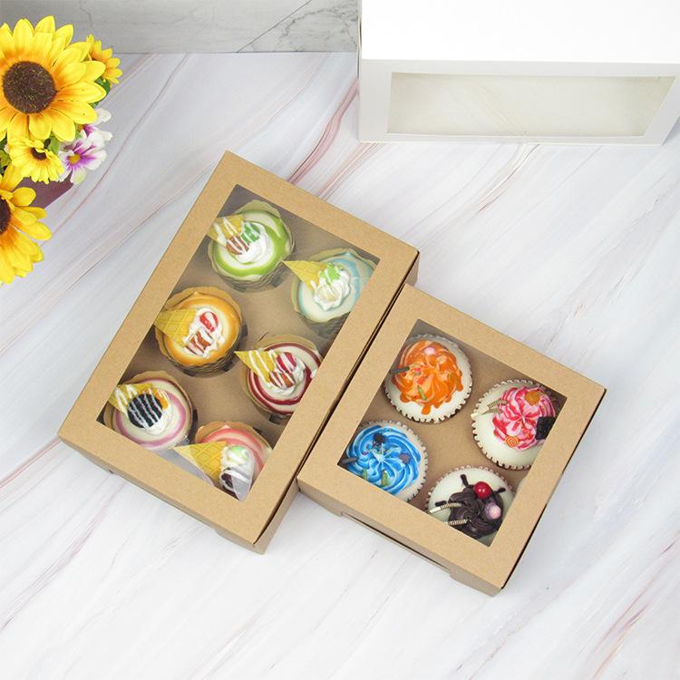 20/15/10/5/1pcs 4/6 Pack Clear Window Muffin Boxes, Kraft Paper Cupcake Containers for Bakery Desserts.needoh.paper plates