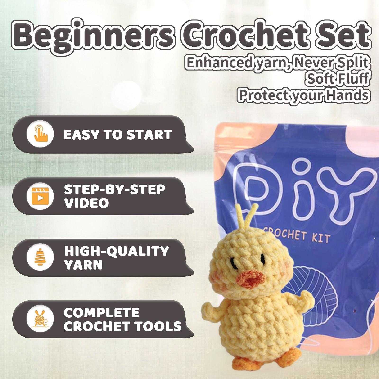 Duckling Crochet Material Package, Cute Crochet Stuffed Animal Kit for Beginners, Includes Yarn, Video Tutorials, Seam Markers and Instructions, Perfect Gift Idea for Birthdays, Handmade Crochet Duck
