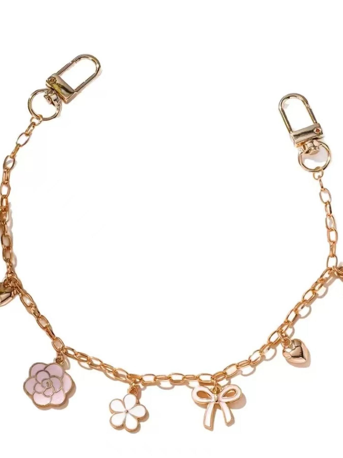 Trendy Metal Style Wallet Crossbody Bag, Versatile Oil Drop Flower Pearl Design, Chain Strap Accessory, Perfect for Everyday Use