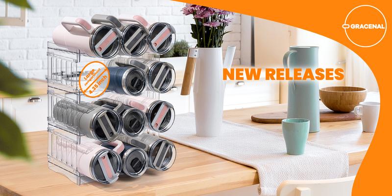 Water Bottle Organizer for Stanley 40oz Tumbler, Pantry Kitchen Organizers and Storage for Stanley Cup, Stackable Water Bottle Holder Racks