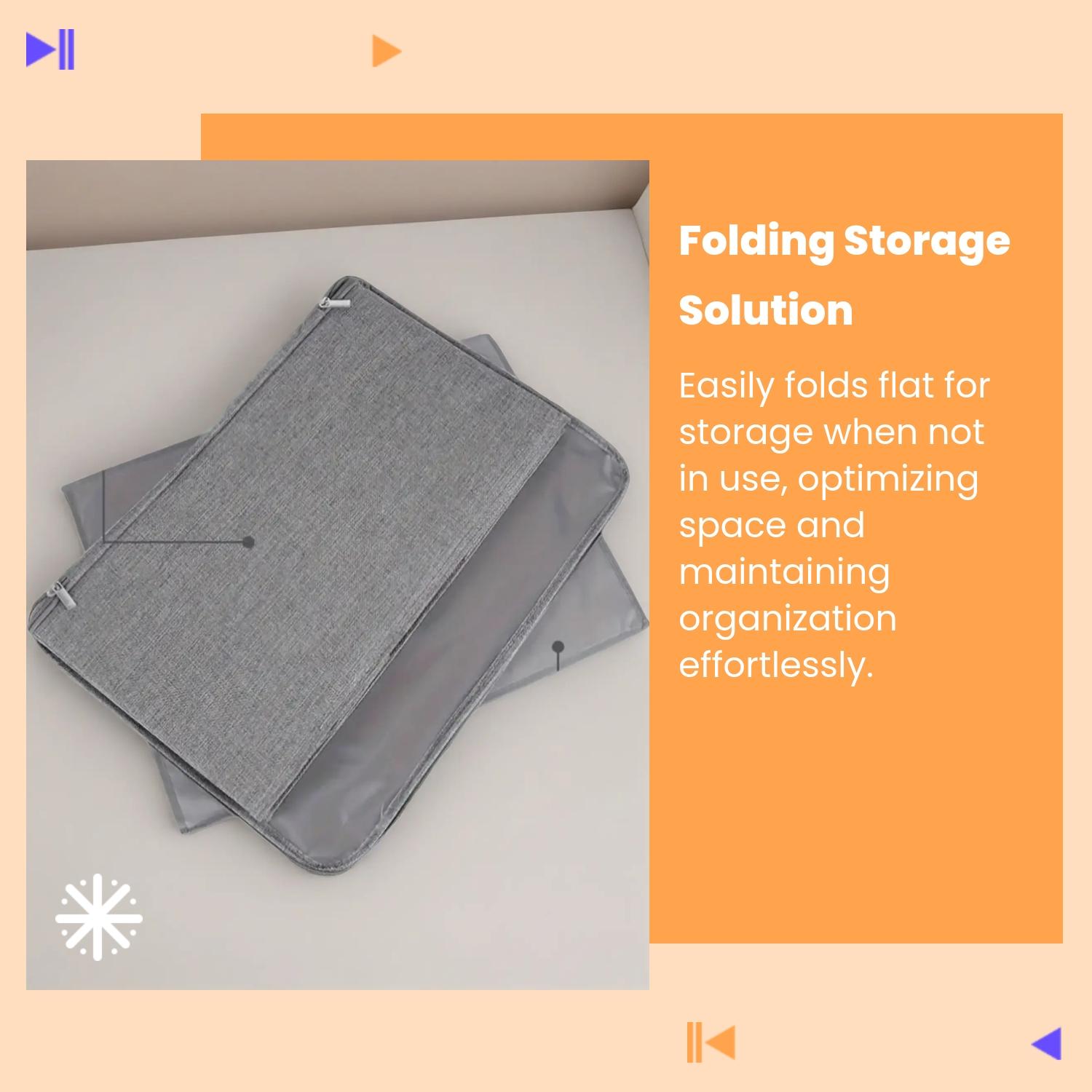 Large Foldable Storage Container, Ion Fabric, Dual Zipper Handles, Waterproof Design, Ideal for Closet, Bedroom, Kitchen, Books, Folding Storage Box