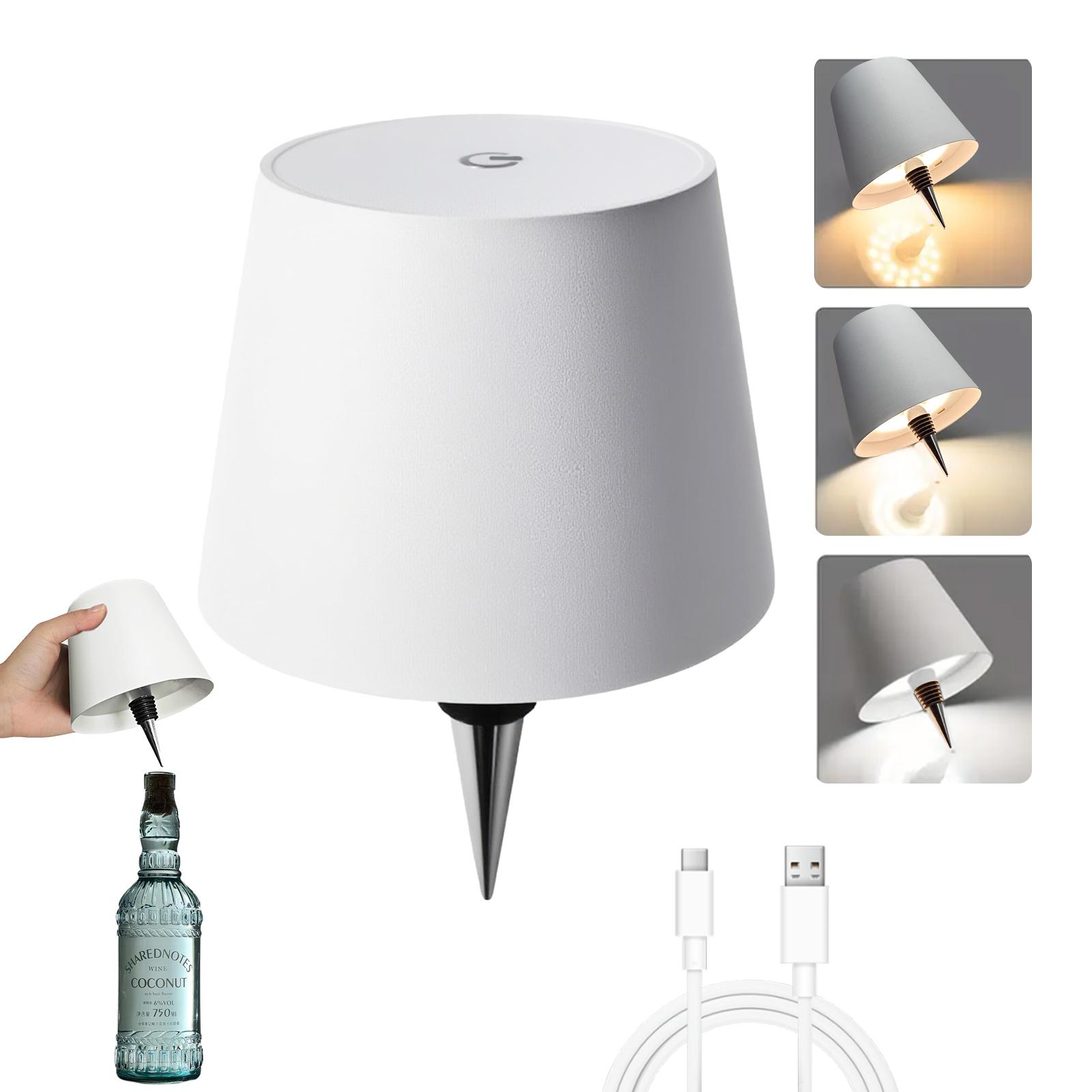 2026 New Wireless Bottle Lamp - LED Bottle Lights for Liquor & Wine Bottles, Cordless Lampshade, Whiskey Bottle Top Light, Bottle Stopper Night Light Kit, Rechargeable 3-Tone Touch-Dimmable