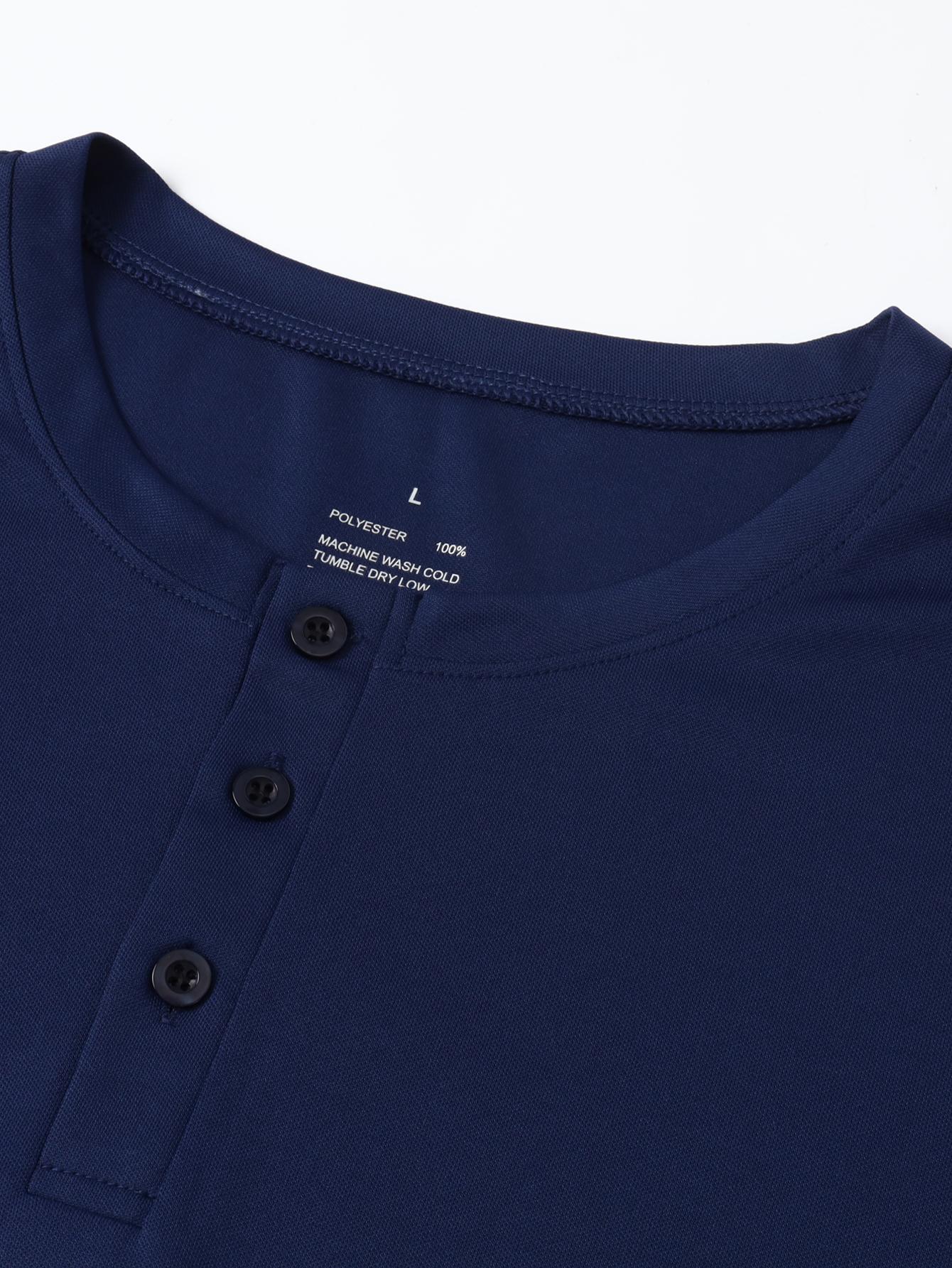 3-Pack Henley Neck Fleece Work Shirts - Long Sleeve Triple-Button Placket Outdoor Workwear