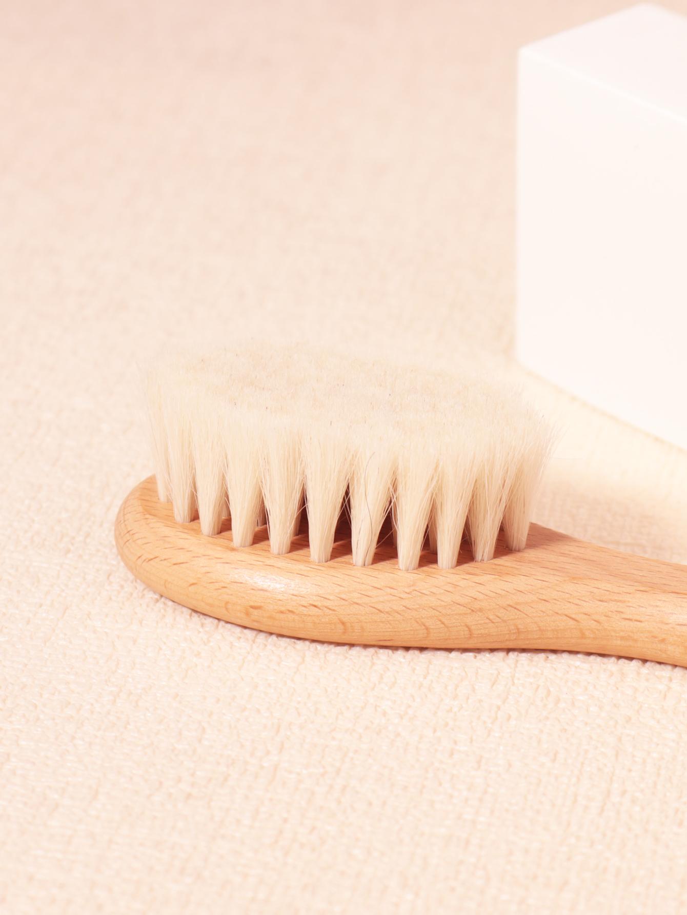 Soft Pure Wool Hair Brush with Wooden Handle, Neck Hair Remover Brush for Salon and Home Use, Gentle Hair Care Tool