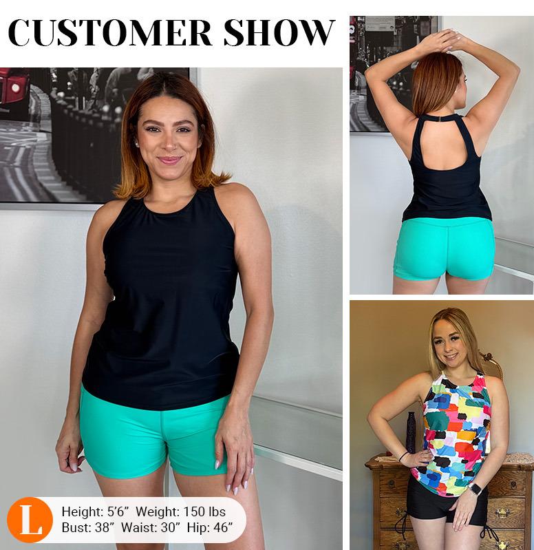 Holipick High Neck Tankini Top Bathing Suit Tops for Women Tummy Control Tank Tops Swimsuits