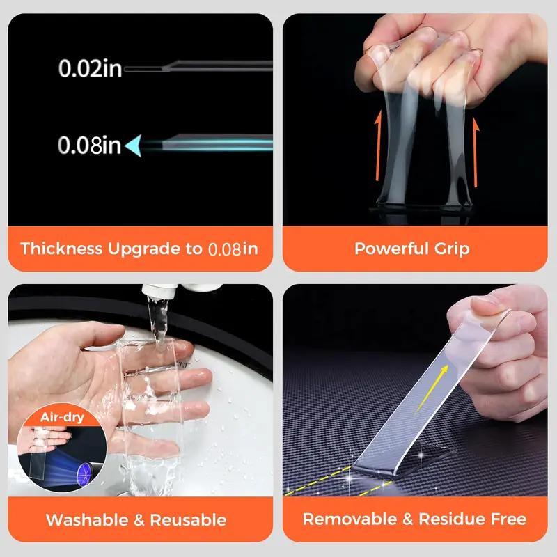 [Holiday Haul] Ultra-strong Double Sided Adhesive,Nano Tape Transparent Reusable Waterproof Tapes Heat Resistance Bathroom Home Decoration-9.85FT