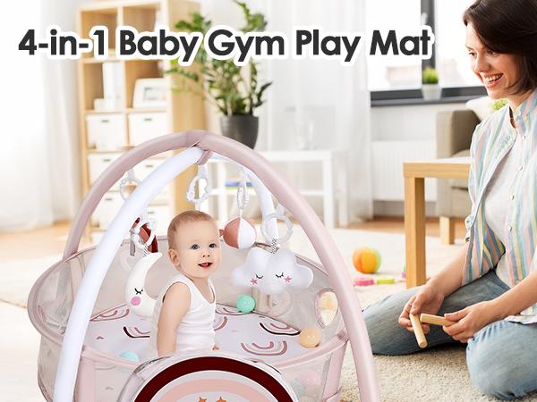 4-in-1 Baby Play Mat Baby Gym,Tummy Time Mat for Floor Activity Gym Ball Pit Including 30 Balls with 5 Infant Learning Sensory Baby Toys for Newborn Toddler Boy & Girl Gifts(rainbow) 4-in-1 Baby Play Mat Baby Gym,Tummy Time Mat for Floor Activity Gym Ball Pit Including 30 Balls with 5 Infant Learning Sensory Baby Toys for Newborn Toddler Boy & Girl Gifts(rainbow)
