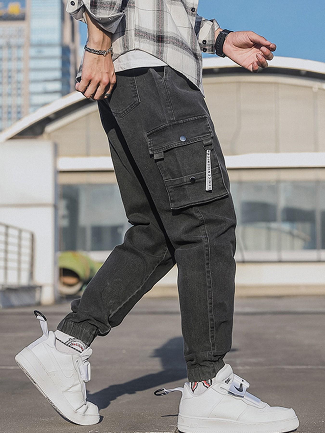 Teen Boys American Retro Loose Jeans, Campus Daily Street Skateboard Wide Leg Long Pants, Fashion Slim-Fitting All Seasons