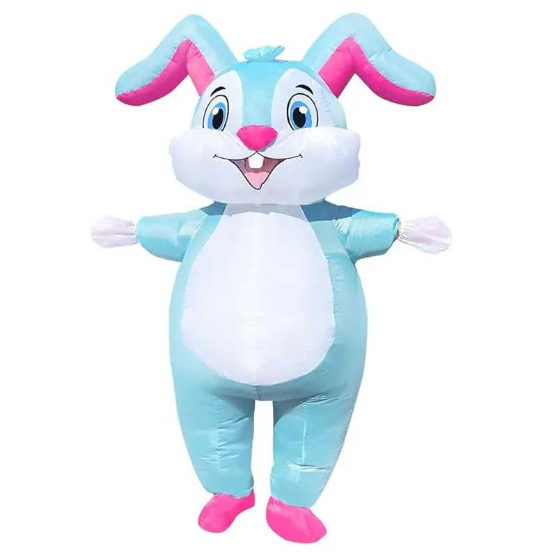 Blue Bunny Inflatable Costume, Cartoon Rabbit Blow-up Suit, Easter Carnival Birthday Party Cosplay Fancy Dress, Adult One Size 160-190cm
