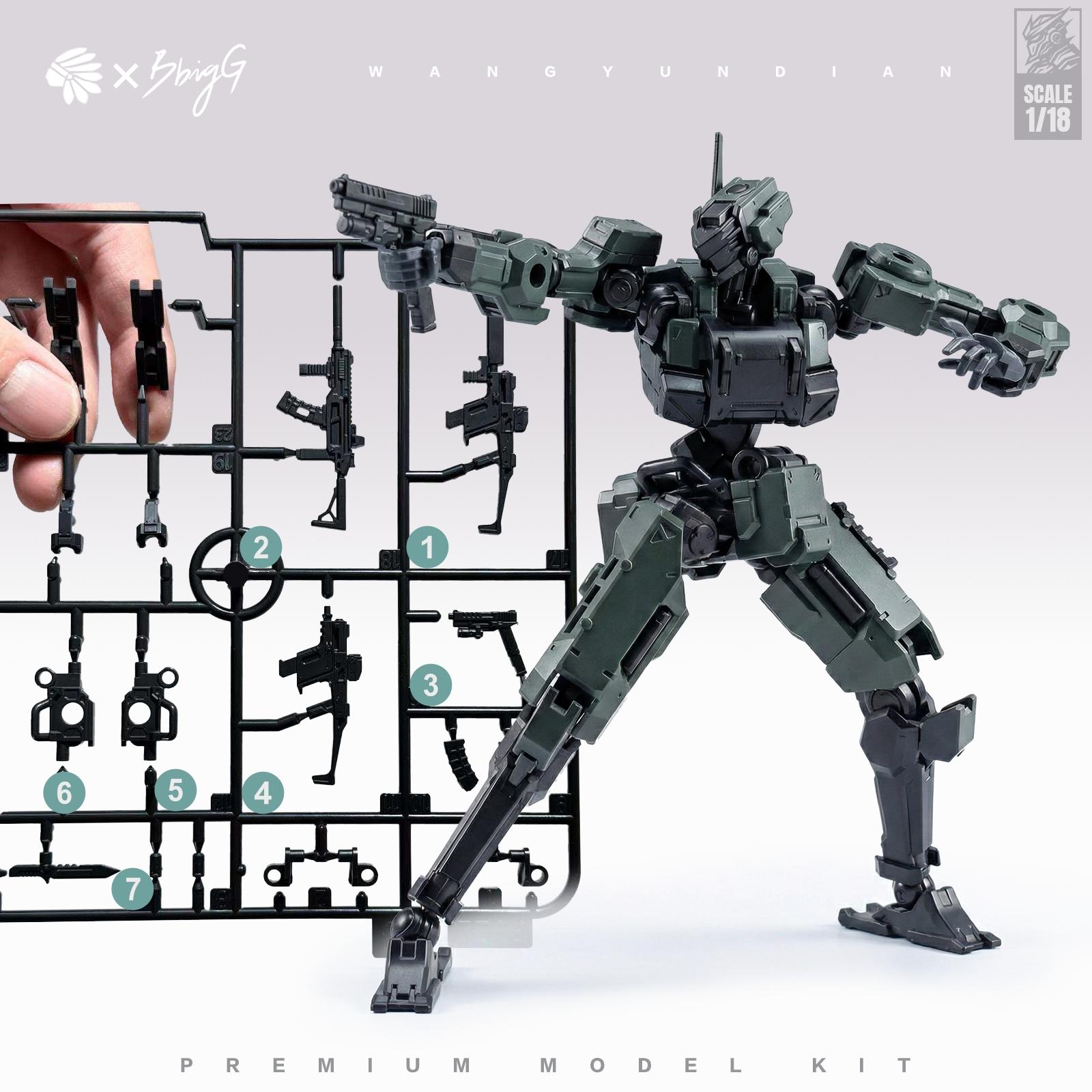 1/18 Scale High Mobility Mecha Model Kit, 3mm Universal Interface, Customizable, Includes Accessories & Display Base, Desert, Metal