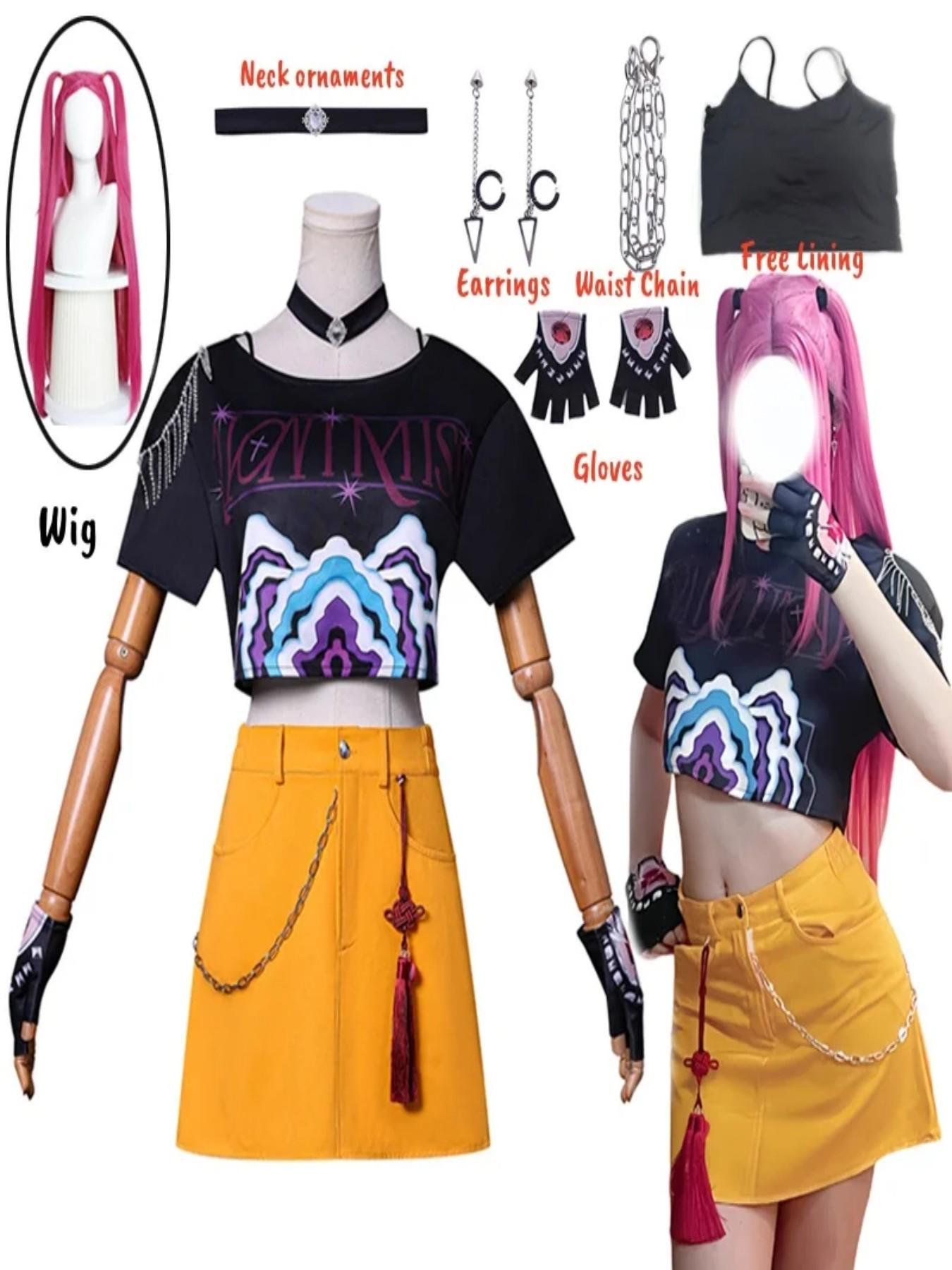 Anime KPop Demon Hunters Mira Cosplay Costume Wig Huntrix suit Halloween Party for Women Girls Carnival