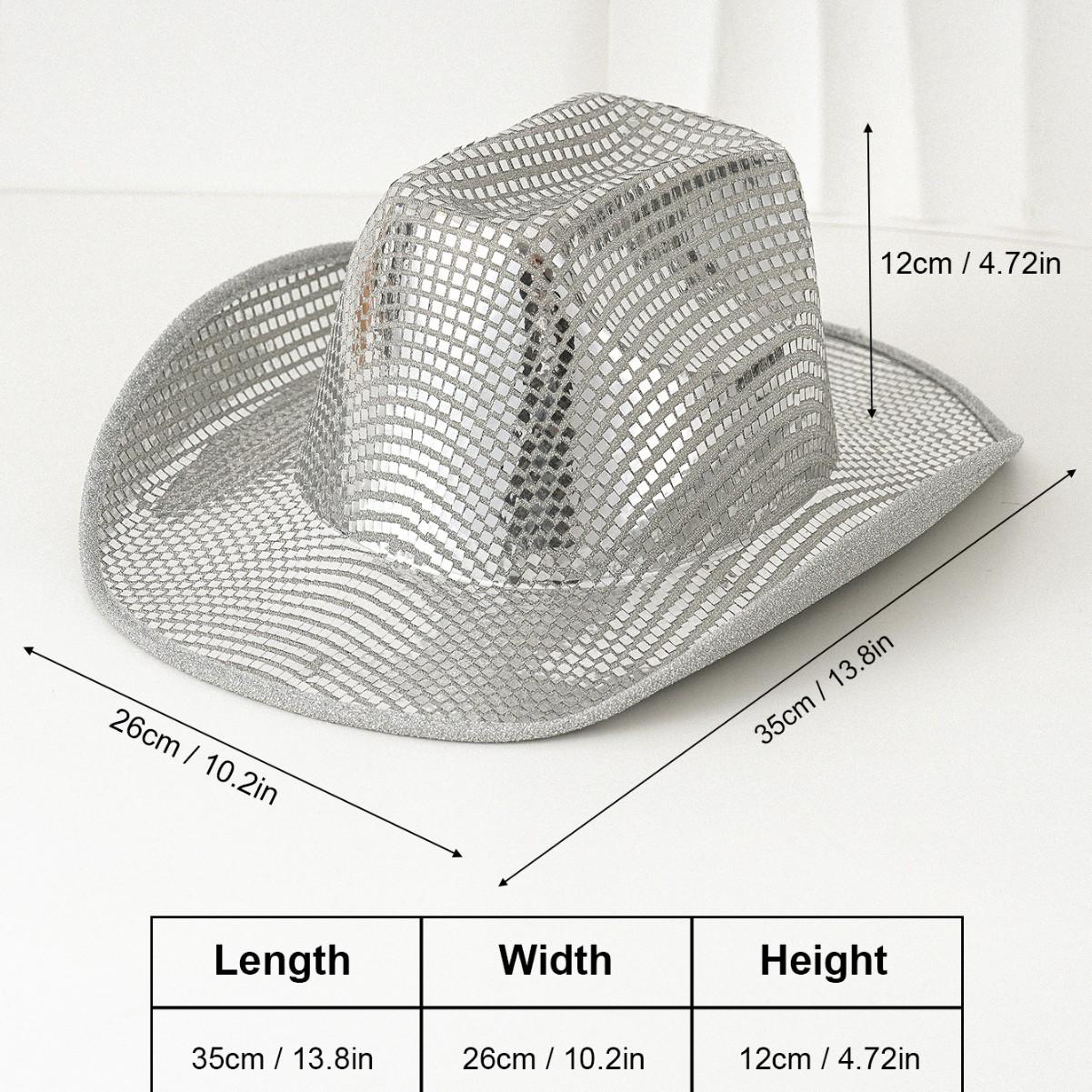 Female unisex western cowboy hat, silver sequined jazz hat, stage music hat punk styleSpeedy Smarts Stylish Hat