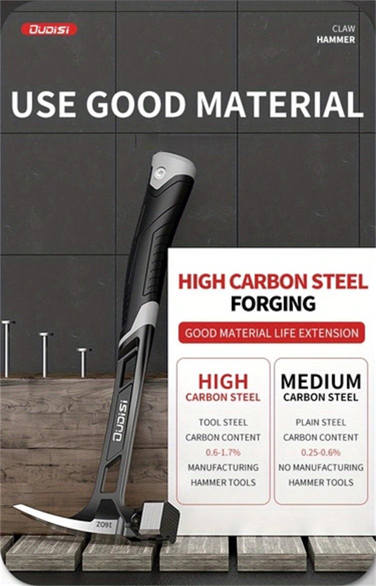 Heavy-Duty One-Piece Claw Hammer, Multi-Functional Claw Hammer Features shock-absorbing nylon handle and non-slip grip High-carbon steel construction with smooth finish Ideal for demolition, Stocking Stuffers,Him Dad Birthday Gift, Clawhammer, Hand Tools