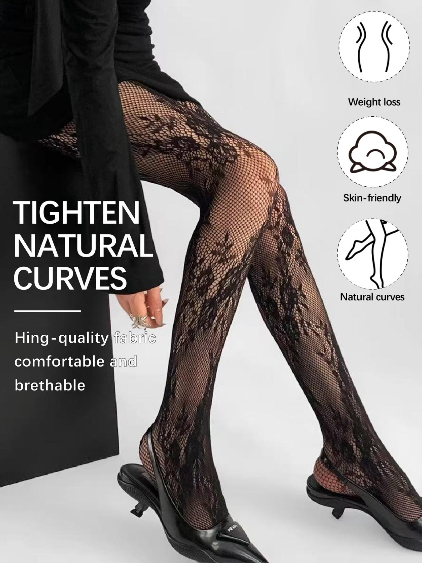 Jk Ballet Style Floral Mesh Stockings, Sweet Thin Lace Pantyhose, Spring Summer Bottoms, Boho Style, Fitted Design, Made in China