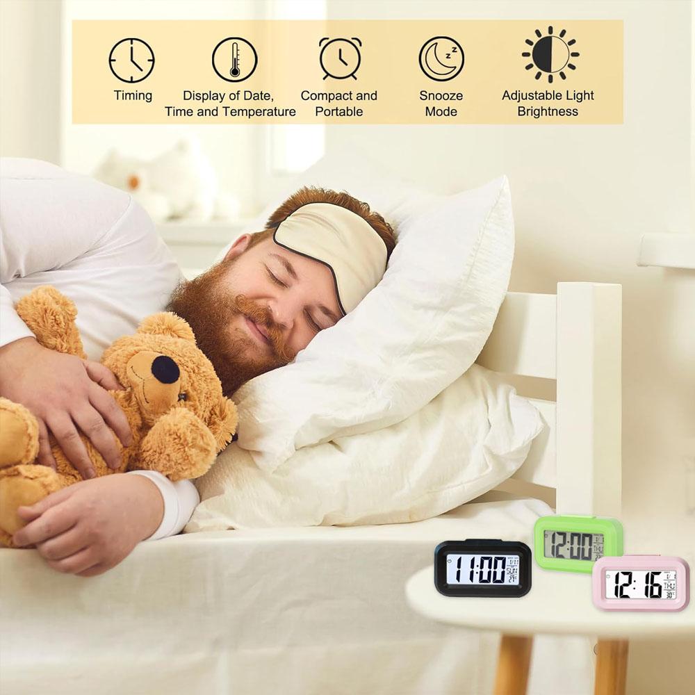 1 piece new style student alarm clock, electronic clock, smart desk multi-functional clock with night light, temperature, calendar, kitchen timer, Desktop electronic clock