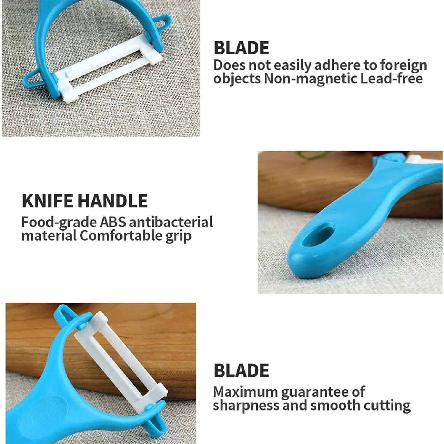 3 PACK Ceramic Peeler Set, Durable Hard Ceramic Blades, Rust-Resistant, Sharp for Potatoes Carrots Apples Ginger, Easy Grip, Quick Clean, Kitchen