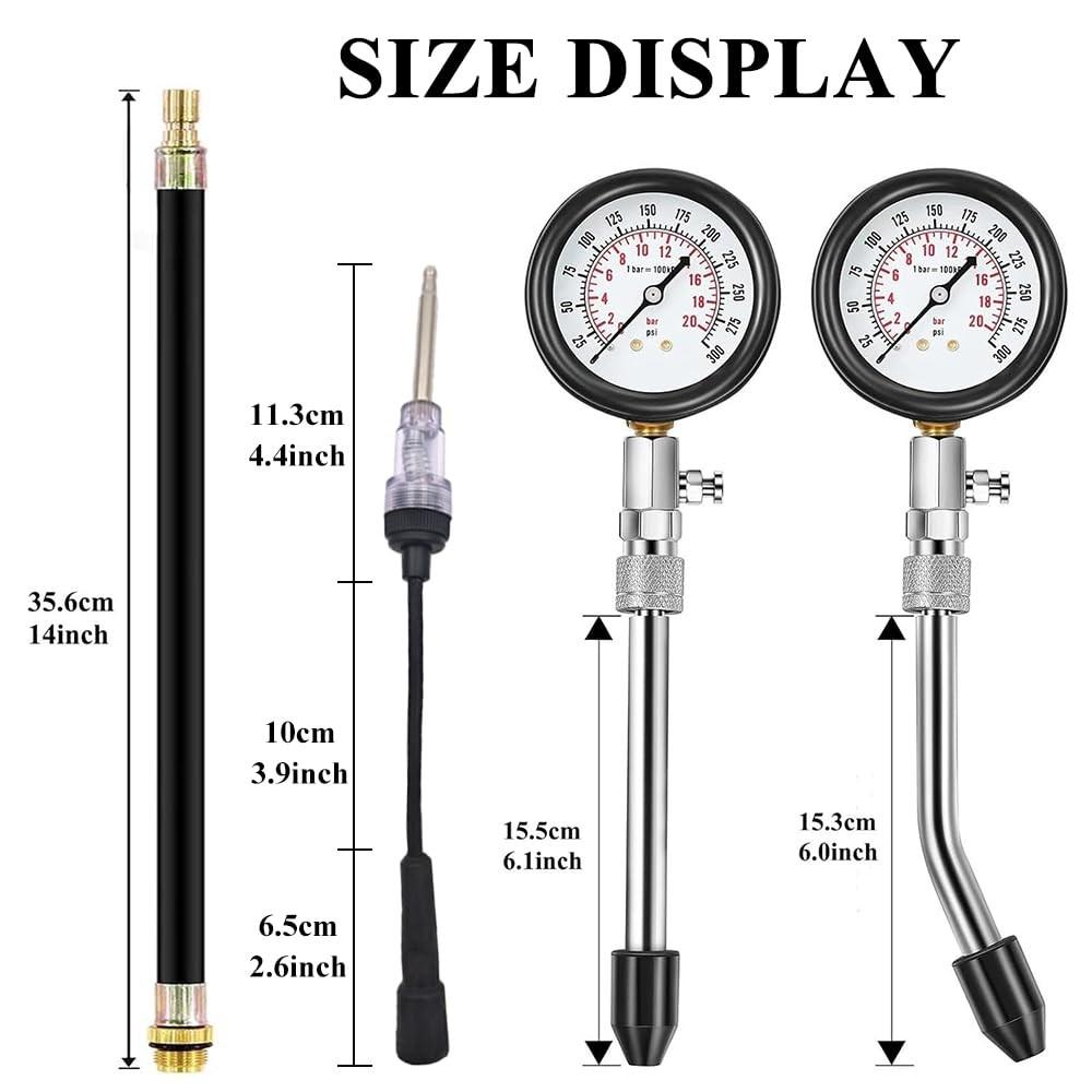 Car Engine Compression Test Tool Set, Motorcycle Car Truck Cylinder Counter, Fuel Pressure Tester, Gasoline Pressure Detector with Toolbox