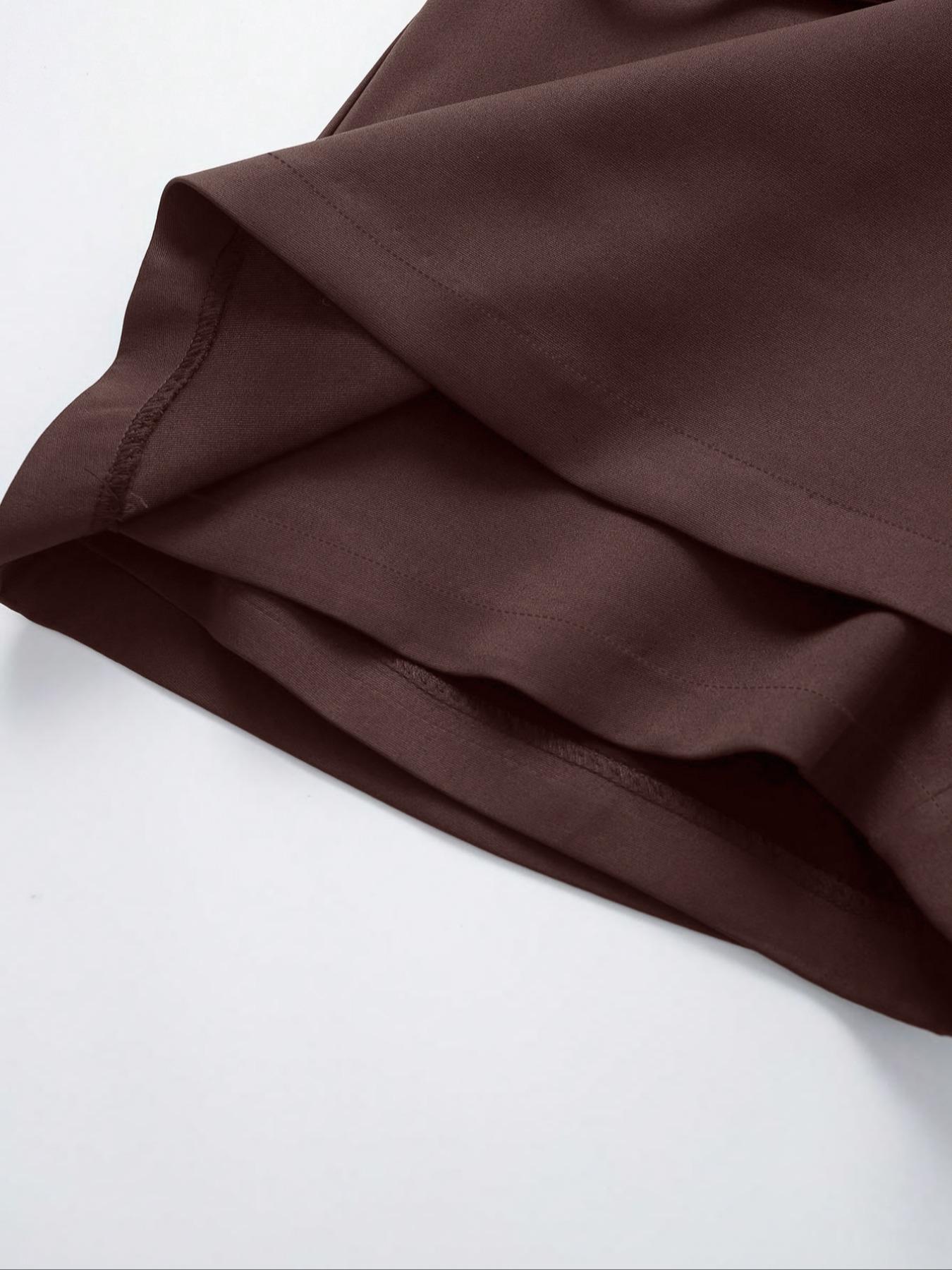 Women's Solid Color Zipper Belted Skirt Pants, Safety Lined Slim Fit Half Skirt, Perfect for Holidays, Home, Daily Wear, Dates, Travel