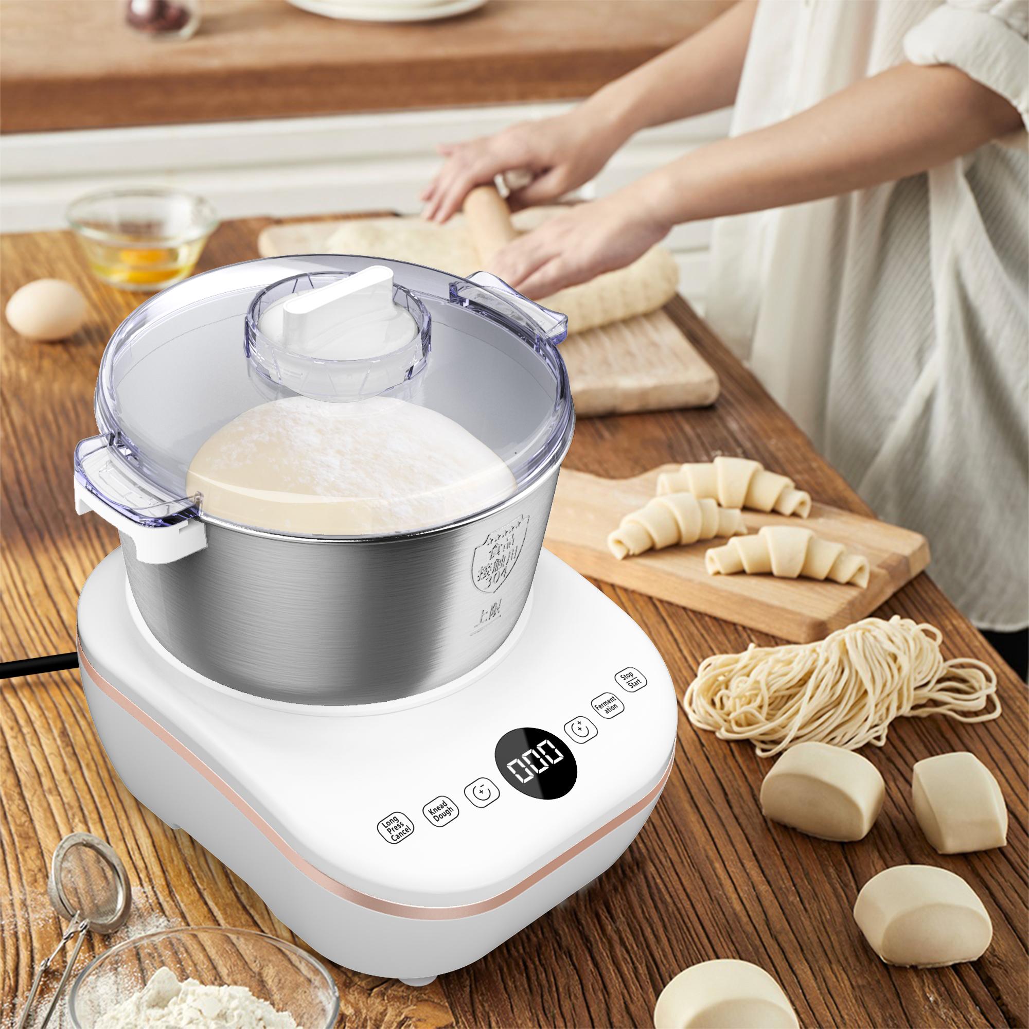Electric Dough Maker With Ferment Function, White 7L7.3QT Dough Mixer Machine With 304 Stainless Steel Bowl, Microcomputer Timing, Kitchen Stand Mixers, Household Flour Kneading Machine