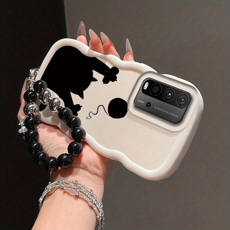 1 Piece Shadow Kitten Stylish Suitable For Redmi 9 Power Phone Case Cover With Flexible Finish Featuring Anti-Scratch And Lanyard For Daily Use