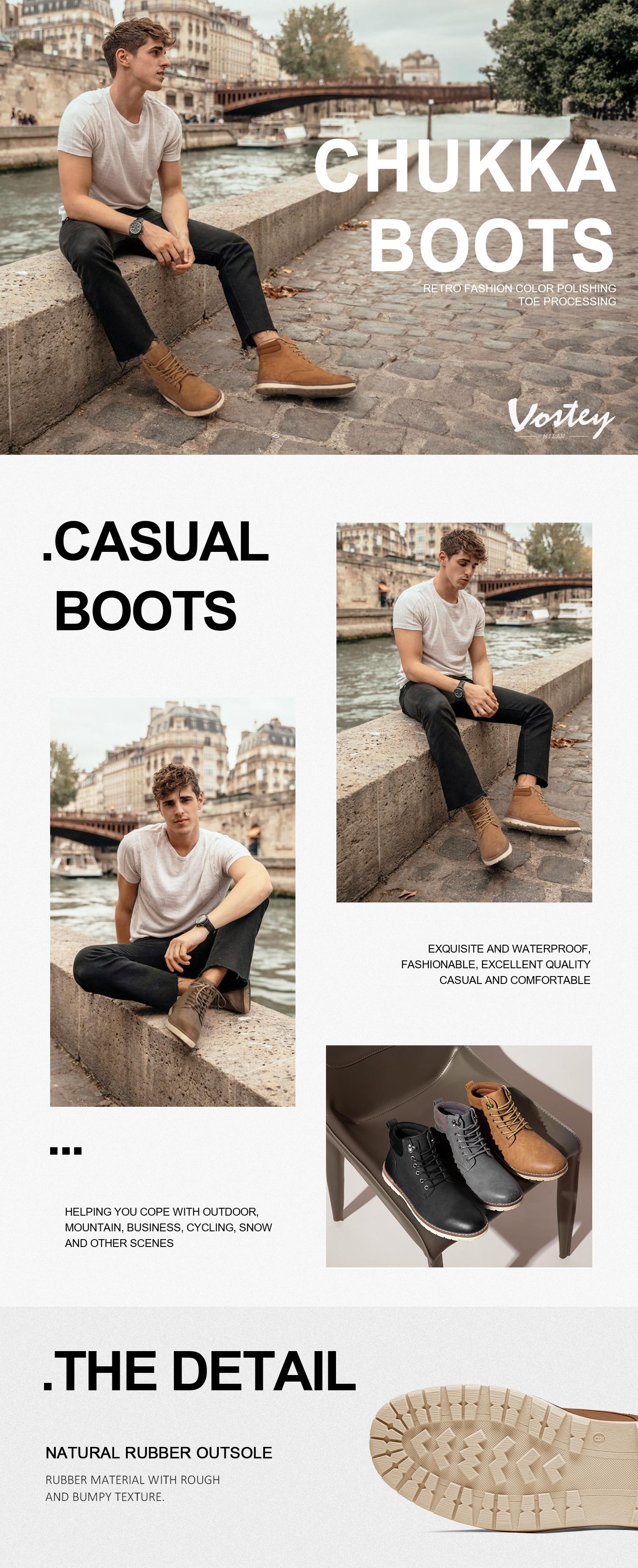 Men's Hiking Boots Waterproof Casual Chukka Boots for Men