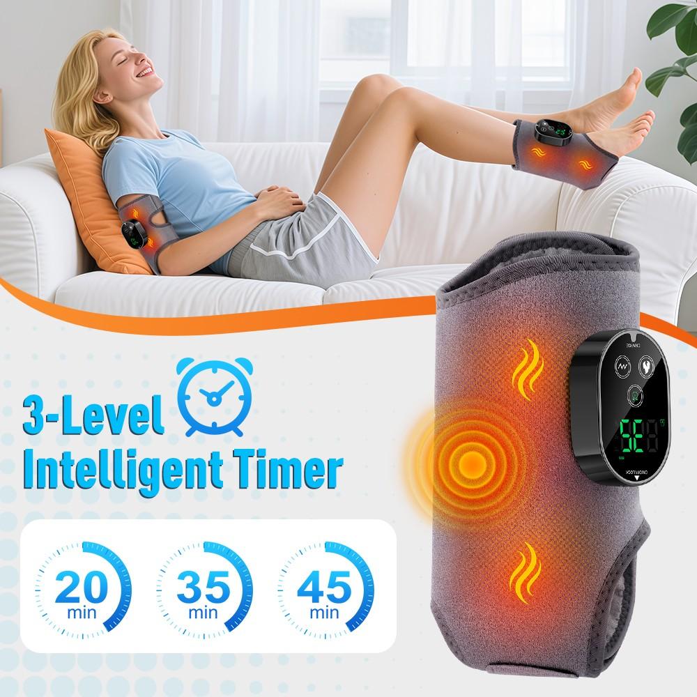 Wireless Ankle Foot Massager, 6 Temperature Settings, 3 Vibration Modes, Adjustable Timer, 3000mah Battery, 3-IN-1 Used for Foot, Ankle, Elbow, Fits Left/Right Feet