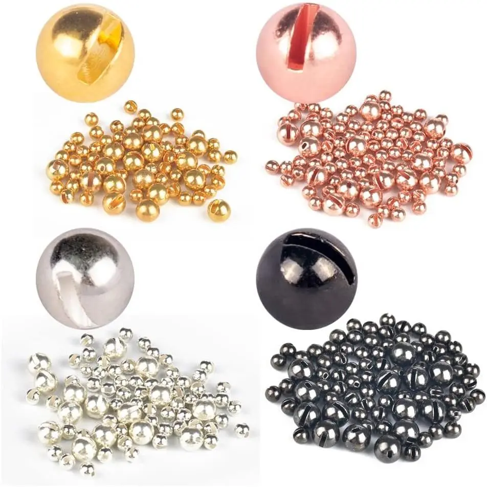 200pcs/lot Slotted Tungsten Beads for Fly Tying, Tungsten Nymph Head Ball Fly Tying Materials, Multiple Sizes 1.5mm to 6.4mm All Sizes Available, 4 Colors Combination
