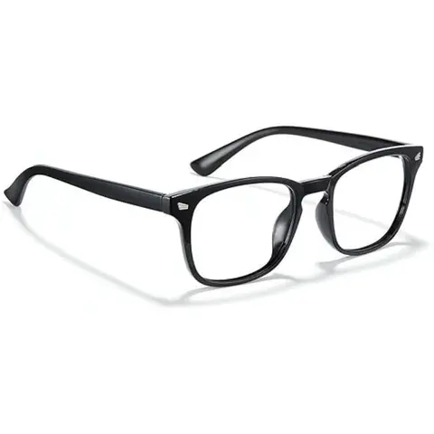 Unisex Retro Round Blue Light Glasses - Classic Fashion Accessory Eyewear, High-Quality Lightweight Sturdy PC Frame, Scratch-Resistant Transparent Non-Prescription Replaceable Lenses for Gaming & Work, Black (For Family)